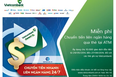 Vietcombank triển khai dịch vụ chuyển tiền nhanh liên ngân hàng 24/7 tại ATM