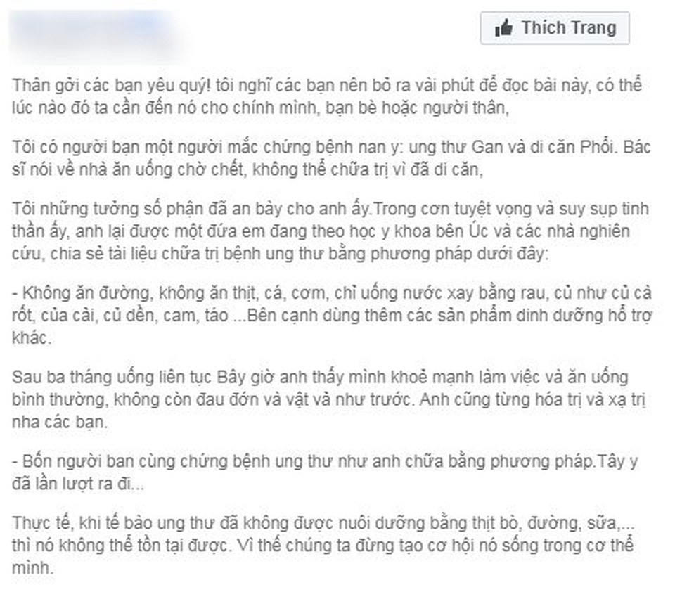 Chuyên gia “bóc trần” những mẹo chữa ung thư bủa vây mạng xã hội - 1 Chuyên gia “bóc trần” những mẹo chữa ung thư bủa vây mạng xã hội - 1