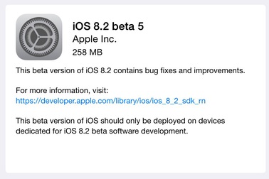 Apple phát hành phiên bản iOS 8.2 beta 5