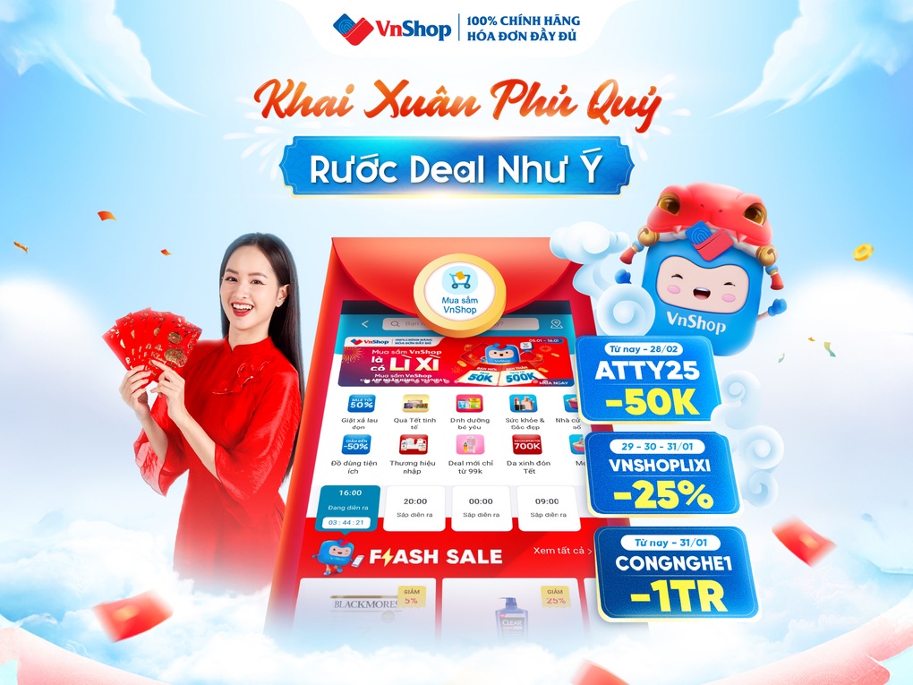 Khai xuân cùng VnShop, khách nhận ưu đãi tới 1 triệu đồng, được giao hàng miễn phí - 2 Khai xuân cùng VnShop, khách nhận ưu đãi tới 1 triệu đồng, được giao hàng miễn phí - 2
