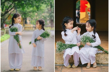 Cặp chị em mẫu giáo xinh như thiên thần