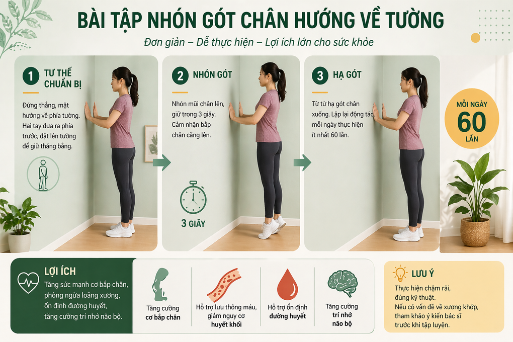 Bác sĩ chỉ cách nhón gót chân giúp giảm nguy cơ đột quỵ - 1 Bác sĩ chỉ cách nhón gót chân giúp giảm nguy cơ đột quỵ - 1
