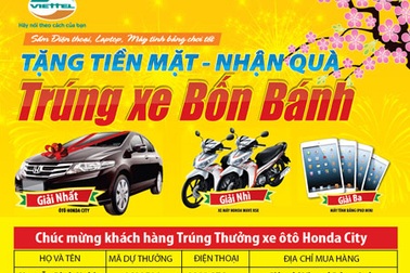 Viettel chúc mừng khách hàng may mắn trúng giải thưởng ô tô Honda City
