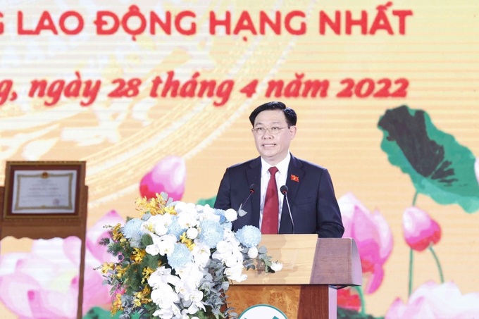Chủ tịch Quốc hội Vương Đình Huệ dự và phát biểu tại Lễ kỷ niệm.