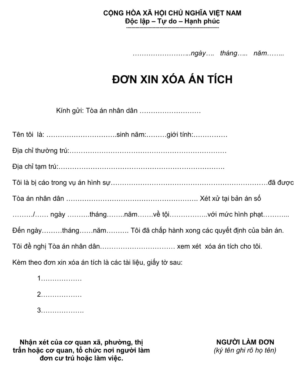 Làm thế nào để được xóa án tích trong lý lịch tư pháp? - 1 Làm thế nào để được xóa án tích trong lý lịch tư pháp? - 1