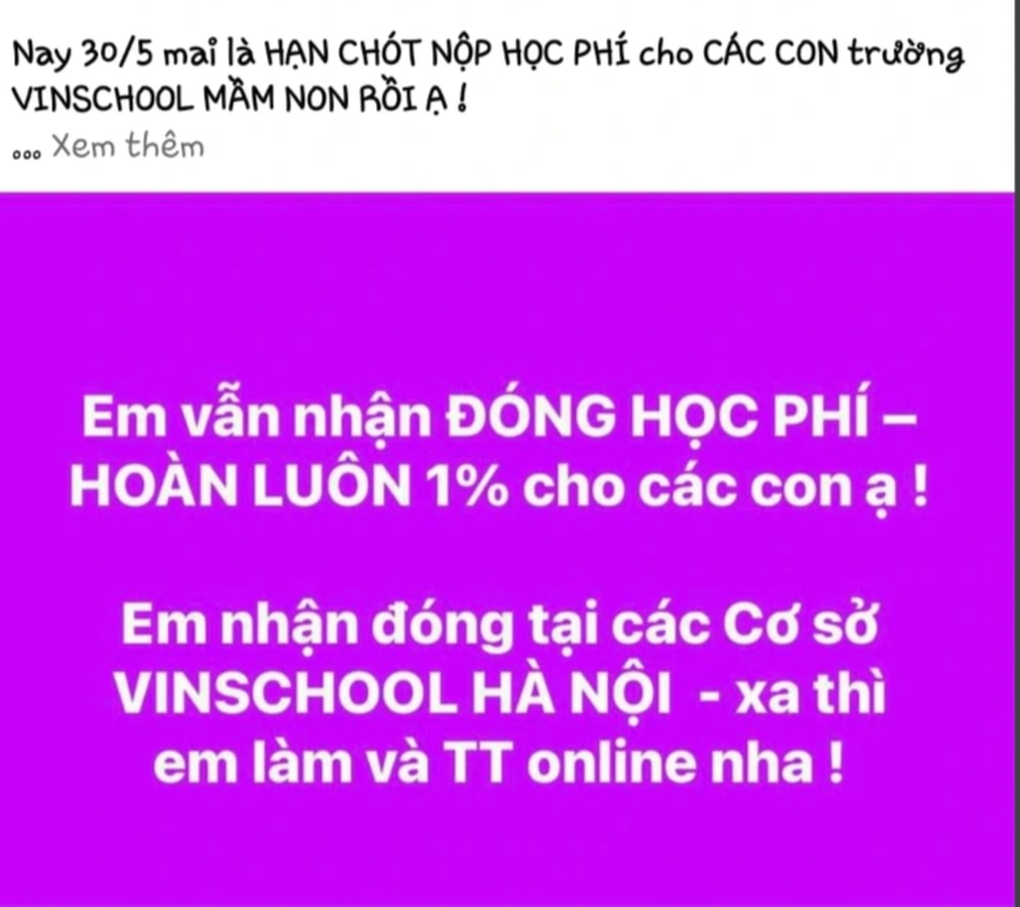 Giả danh phụ huynh Vinschool lừa đảo hàng tỷ đồng học phí - 1 Giả danh phụ huynh Vinschool lừa đảo hàng tỷ đồng học phí - 1