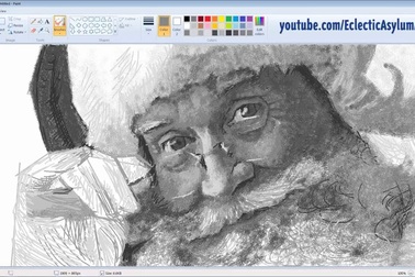 Nghệ sĩ sử dụng phần mềm Paint để vẽ bức tranh ông già Noel cực kỳ chi tiết