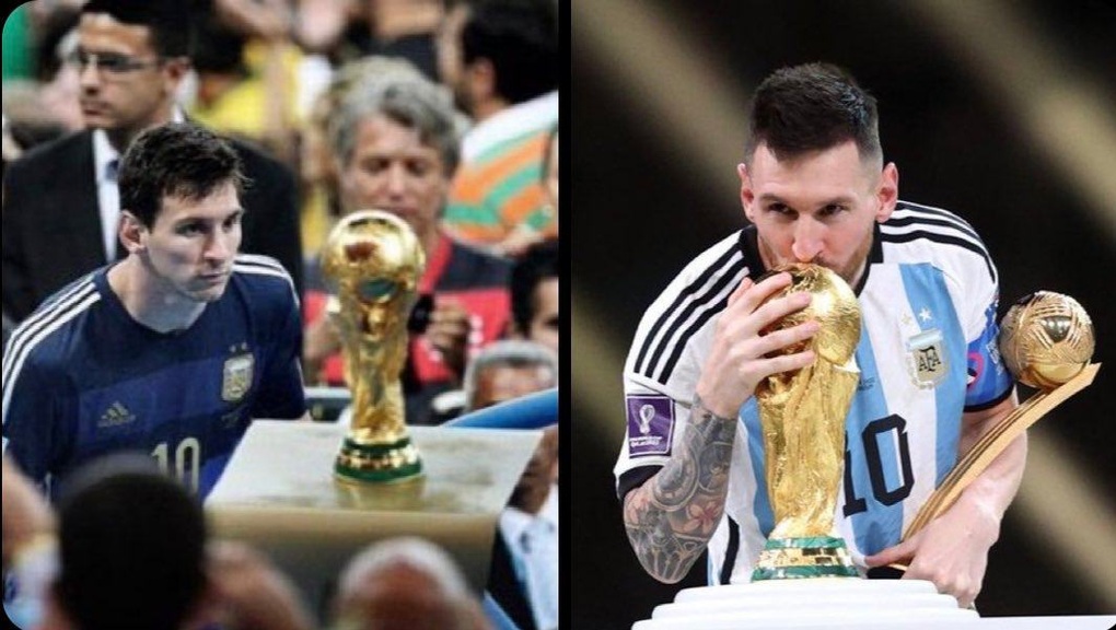 Hình ảnh buồn của Messi 8 năm trước đã không tái hiện lại tại kỳ World Cup năm nay (Ảnh: 9gag). Hình ảnh buồn của Messi 8 năm trước đã không tái hiện lại tại kỳ World Cup năm nay (Ảnh: 9gag).