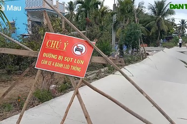 Khô hạn khắc nghiệt, đường sụt lún ở Cà Mau