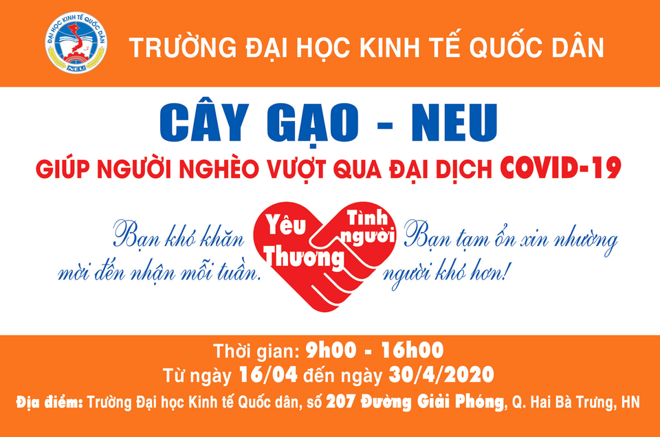 Sáng mai 16/4, ĐH Kinh tế quốc dân tổ chức tặng gạo giúp người nghèo - 1 Sáng mai 16/4, ĐH Kinh tế quốc dân tổ chức tặng gạo giúp người nghèo - 1