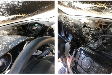 Cháy xe vì chai nước rửa tay khô để trên táp-lô