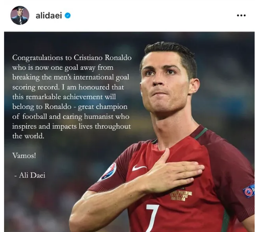 Huyền thoại Ali Daei chúc mừng Ronaldo sắp phá kỷ lục ghi bàn mọi thời đại - 2 Huyền thoại Ali Daei chúc mừng Ronaldo sắp phá kỷ lục ghi bàn mọi thời đại - 2