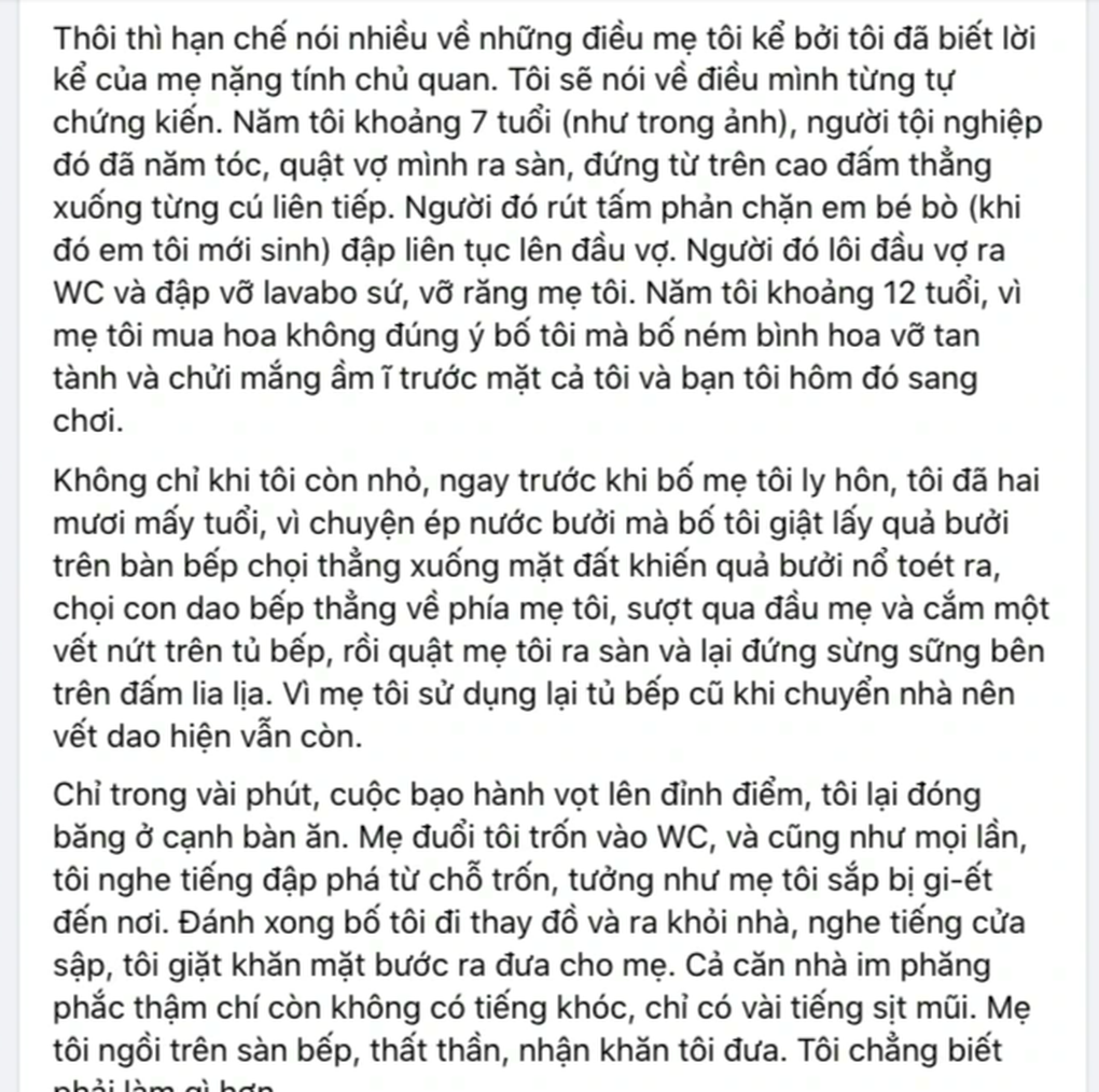 Ám ảnh bài viết con gái kể ký ức kinh hoàng về người cha bạo hành - 1 Ám ảnh bài viết con gái kể ký ức kinh hoàng về người cha bạo hành - 1