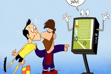 Góc biếm họa: Messi tức điên vì trọng tài “mù”