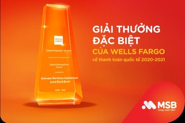 MSB nhận Giải thưởng đặc biệt về thanh toán quốc tế từ Wells Fargo