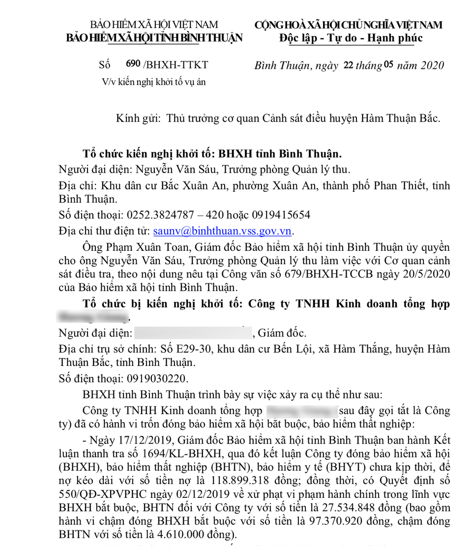 Bình Thuận: 8 doanh nghiệp bị đề nghị khởi tố vì nợ 1 tỷ đồng đóng BHXH - 2 Bình Thuận: 8 doanh nghiệp bị đề nghị khởi tố vì nợ 1 tỷ đồng đóng BHXH - 2