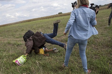 Bão dư luận phản ứng nữ phóng viên N1TV ngáng chân người di cư