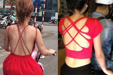 Nhức mắt với hình ảnh thiếu nữ khoe lưng trần trên phố