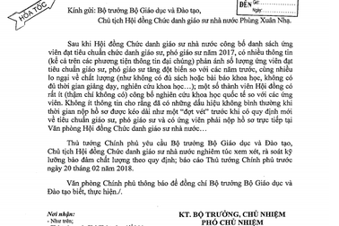 Thủ tướng Chính phủ yêu cầu rà soát việc bổ nhiệm giáo sư, phó giáo sư