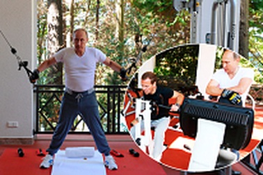 Tổng thống Nga Putin "rủ" Thủ tướng Medvedev tập thể hình