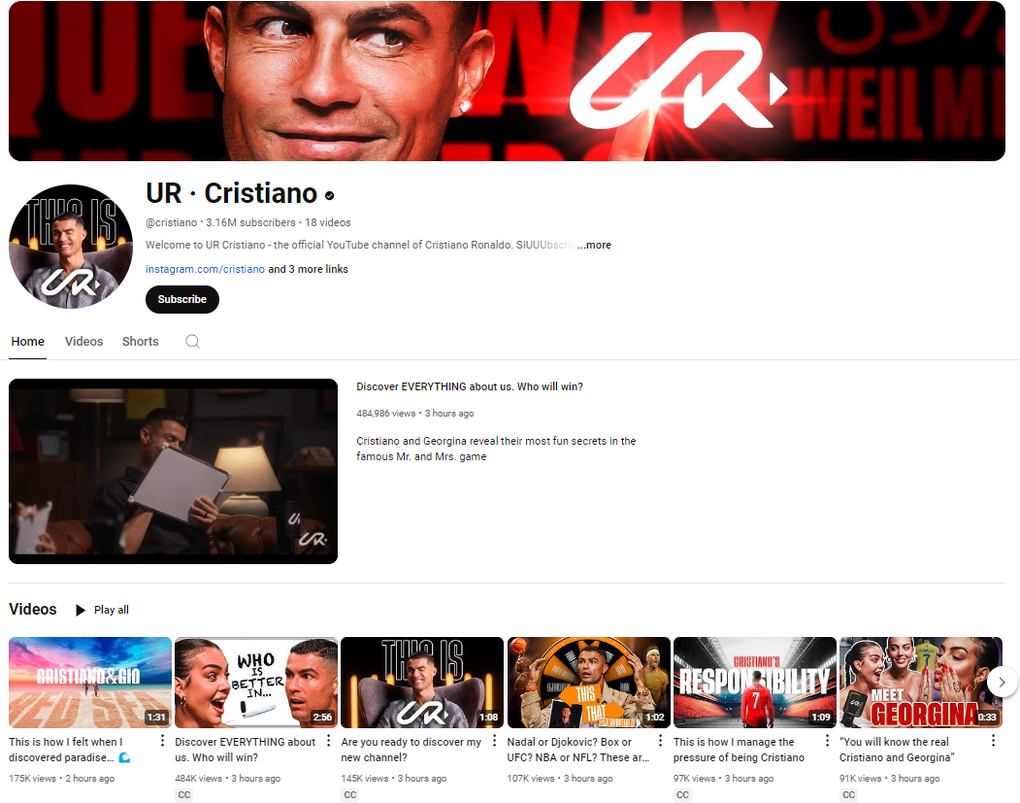 Ronaldo launches Youtube channel, sets record for fastest Golden Play Button in history - 1