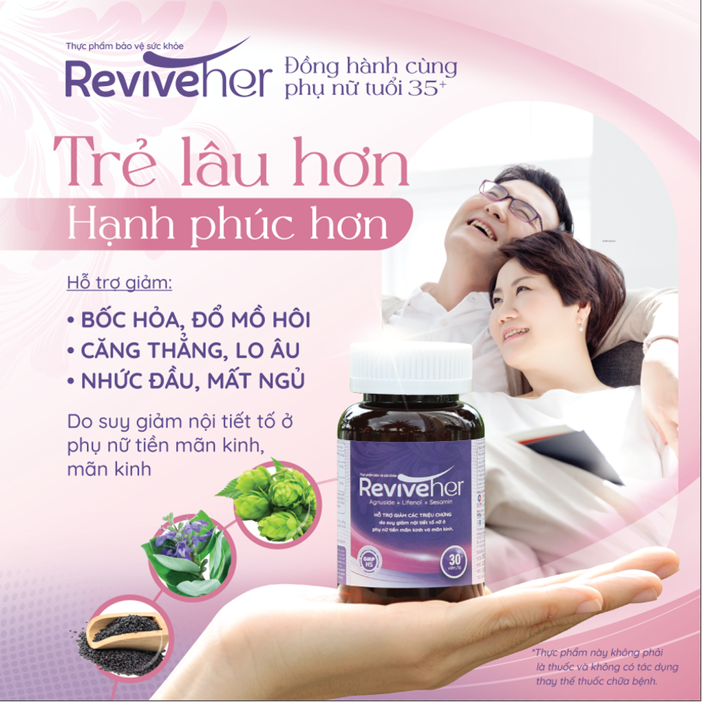 ReviveHer - sản phẩm hỗ trợ giảm triệu chứng mãn kinh từ mạn kinh tử, hoa bia, vừng đen - 4 ReviveHer - sản phẩm hỗ trợ giảm triệu chứng mãn kinh từ mạn kinh tử, hoa bia, vừng đen - 4