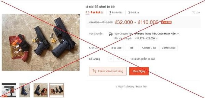 Sản phẩm đồ chơi bạo lực bị cấm bán xuất hiện trên website TMĐT
