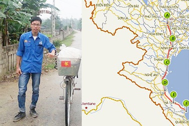 Chàng trai một mình đạp xe vượt 450km để viếng mộ Đại tướng