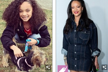 Rihanna sốc khi thấy "bản sao" nhí