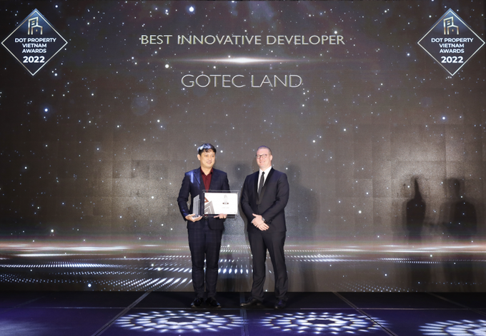 Gotec Land giành chiến thắng ở hạng mục: Best Innovative Developer Vietnam 2022 (Nhà phát triển Bất động sản Đổi mới Sáng tạo tốt nhất Việt Nam 2022).