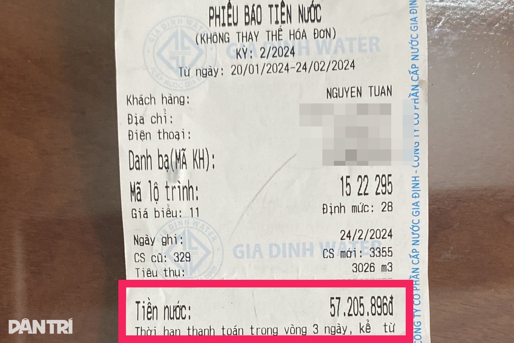 Chưa giải quyết được vụ hóa đơn 57 triệu đồng tiền nước ở TPHCM - 1 Chưa giải quyết được vụ hóa đơn 57 triệu đồng tiền nước ở TPHCM - 1