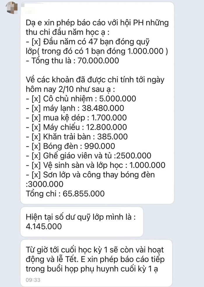 1. Trường xử lý thế nào với lớp thu 70 triệu, chi ngay 66 triệu đồng?.