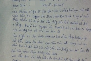 Xót xa lời khai của người mẹ bỏ con chết ngạt trong ba lô