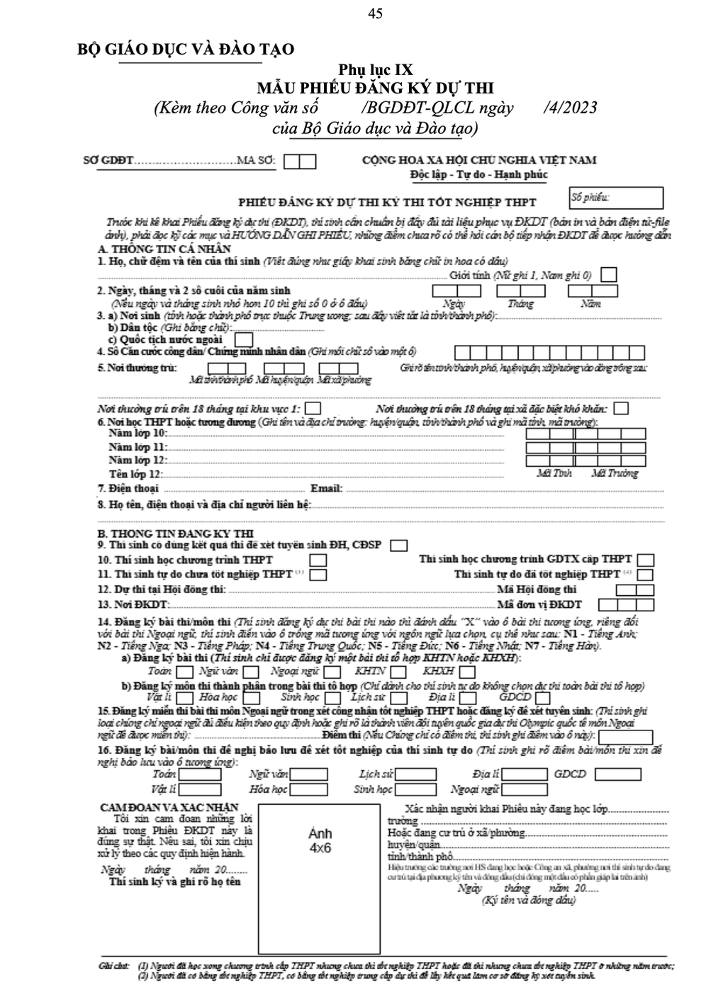 Ngày mai 4/5, thí sinh đăng ký dự thi tốt nghiệp THPT năm 2023 - 2
