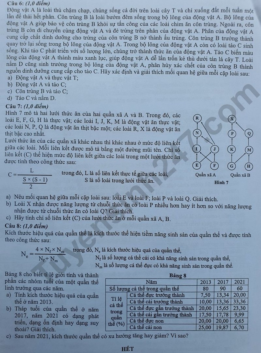 Đề thi môn Sinh dài 4 trang đầy thử thách để vào Chuyên Khoa học tự nhiên - 4