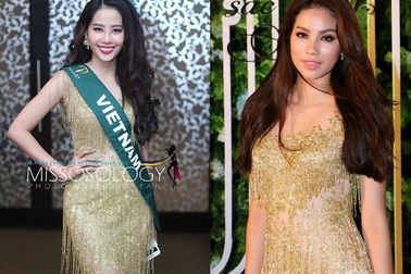 Nam Em gây chú ý tại Miss Earth khi mặc lại váy giống Phạm Hương