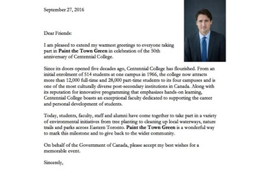 Tổng thống Canada gửi thông điệp môi trường tới sinh viên Centennial College