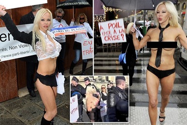 Cựu vũ công thoát y để ngực trần vận động tranh cử tổng thống Pháp