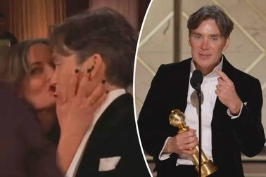 Tài tử nhận giải với vết son của vợ trên mũi là khoảnh khắc tình tứ nhất