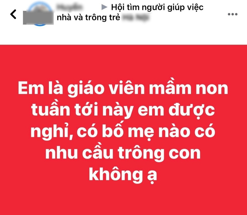 Mưu sinh thời Covid-19, giáo viên nhận trông trẻ, giúp việc tại gia - 1 Mưu sinh thời Covid-19, giáo viên nhận trông trẻ, giúp việc tại gia - 1