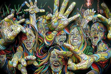 Điêu khắc và graffiti gặp nhau trong tranh sơn dầu  