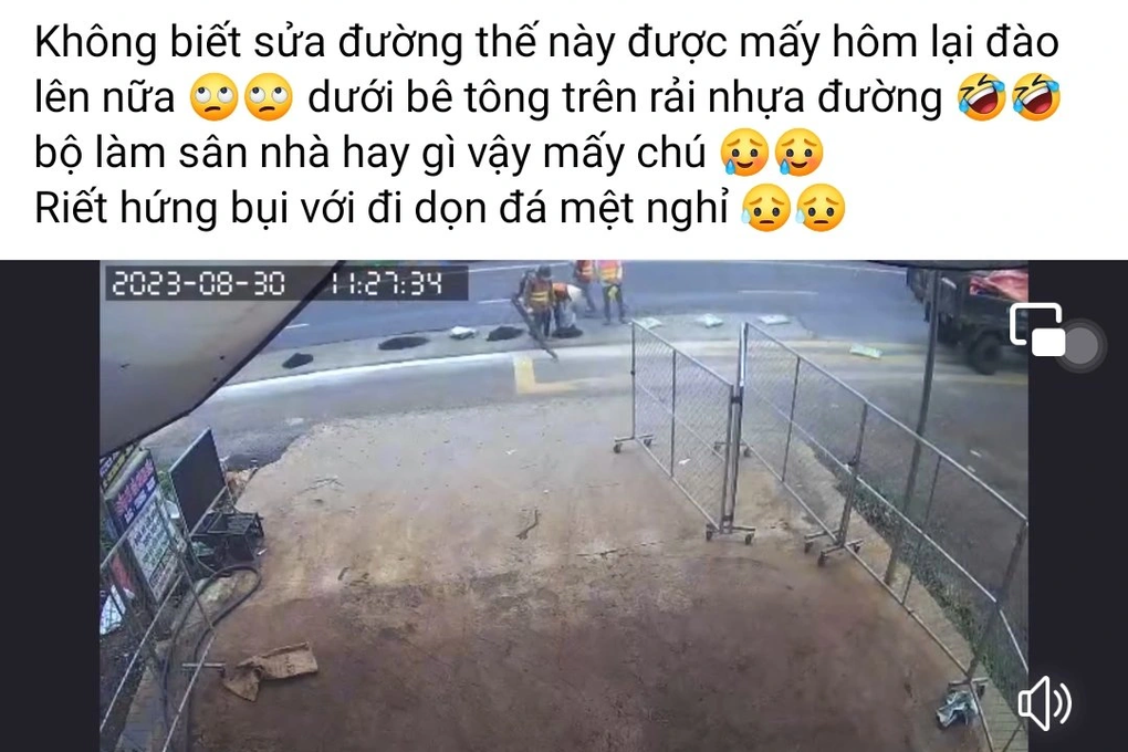 Kỳ lạ dùng... xi măng trám ổ gà trên quốc lộ 14 - 2 Kỳ lạ dùng... xi măng trám ổ gà trên quốc lộ 14 - 2