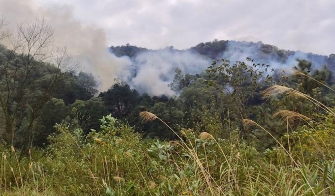 Một vụ cháy rừng xảy ra trên địa bàn huyện Sóc Sơn đầu năm 2023.
