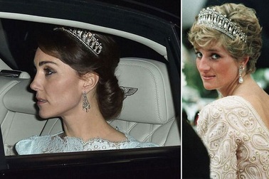 Công nương Kate lần đầu đội vương miện ưa thích của Công nương Diana