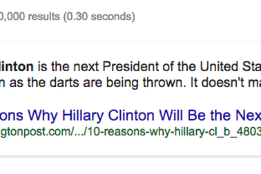 Google “chỉ điểm” Hillary Clinton là Tổng thống tiếp theo của Mỹ