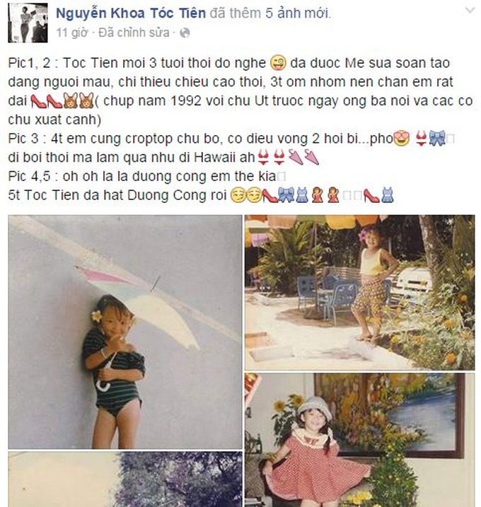 Tóc Tiên khoe ảnh hồi nhỏ cùng “cư dân mạng”
