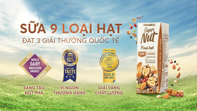 Sữa 9 Loại Hạt Vinamilk Super Nut dành 3 giải thưởng quốc tế (Ảnh: Vinamilk).