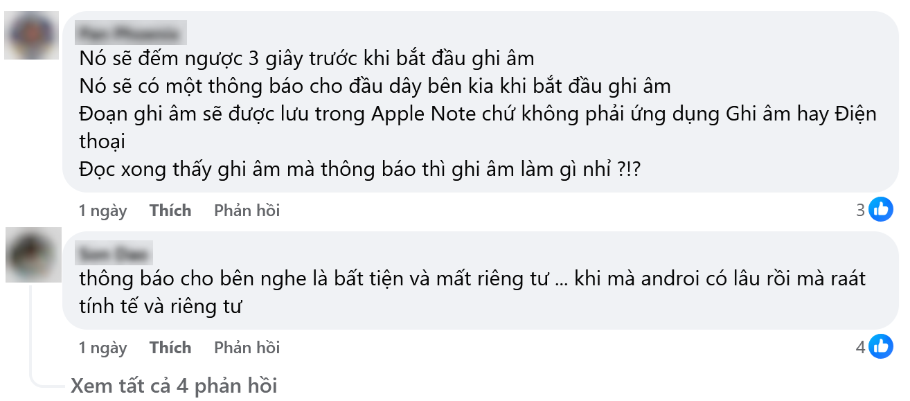 Người dùng Việt chê tính năng ghi âm cuộc gọi trên iPhone vô dụng - 2