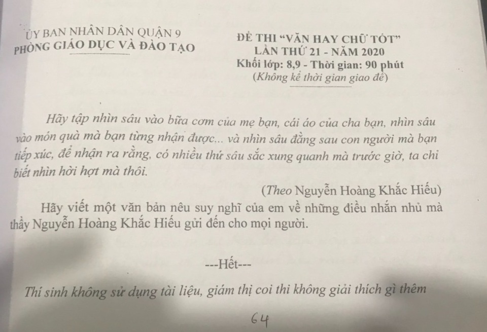 Đề Văn ở TPHCM: Đơn giản như cơm mẹ nấu, cụ già bán vé số trong mưa... - 6 Đề Văn ở TPHCM: Đơn giản như cơm mẹ nấu, cụ già bán vé số trong mưa... - 6