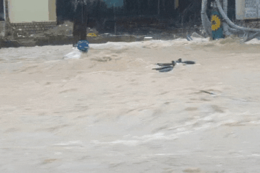 TP Quy Nhơn nước dâng cao cả mét, lũ cuốn trôi người và xe